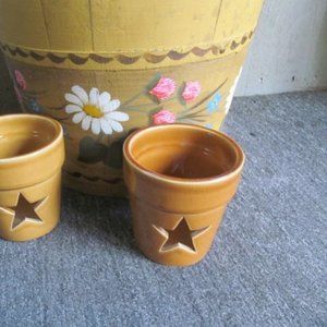 Mustard Primitive Star Decor Rustic Cabin Candle Holder Primitive Home Decor